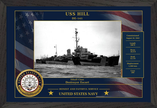 USS Hill DE-141 Framed Patriotic Photo