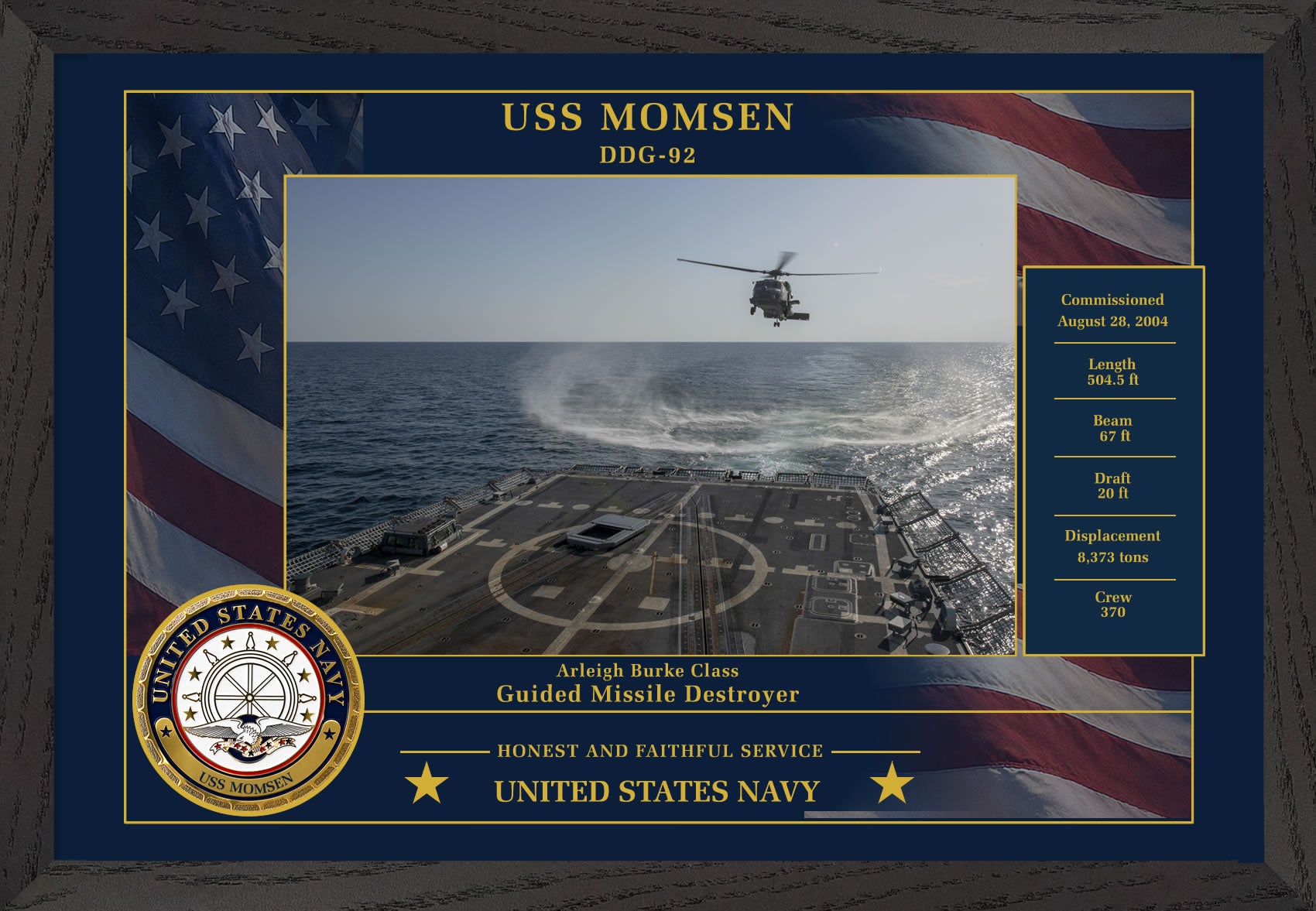 USS Momsen DDG-92 Framed Patriotic Photo