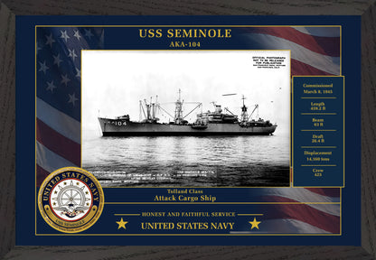 USS Seminole AKA-104 Framed Patriotic Photo