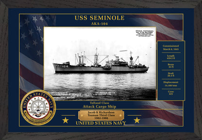 USS Seminole AKA-104 Framed Patriotic Photo
