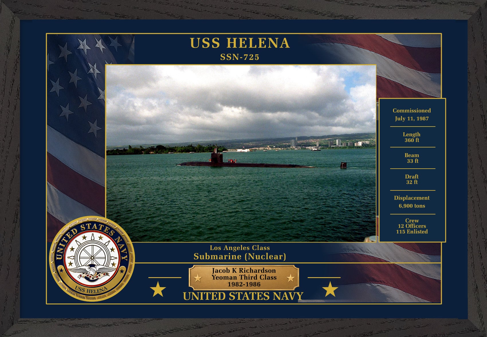 USS Helena SSN-725 Framed Patriotic Photo