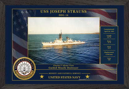 USS Joseph Strauss DDG-16 Framed Patriotic Photo