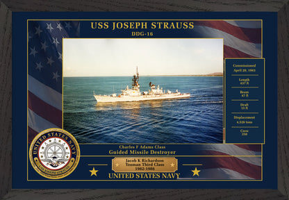 USS Joseph Strauss DDG-16 Framed Patriotic Photo