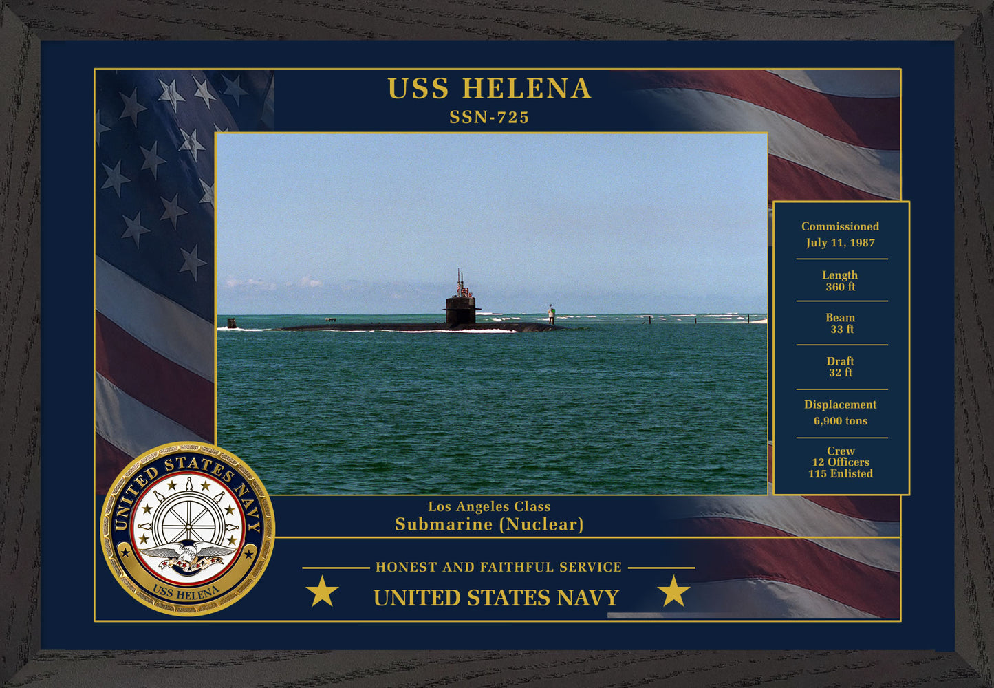 USS Helena SSN-725 Framed Patriotic Photo