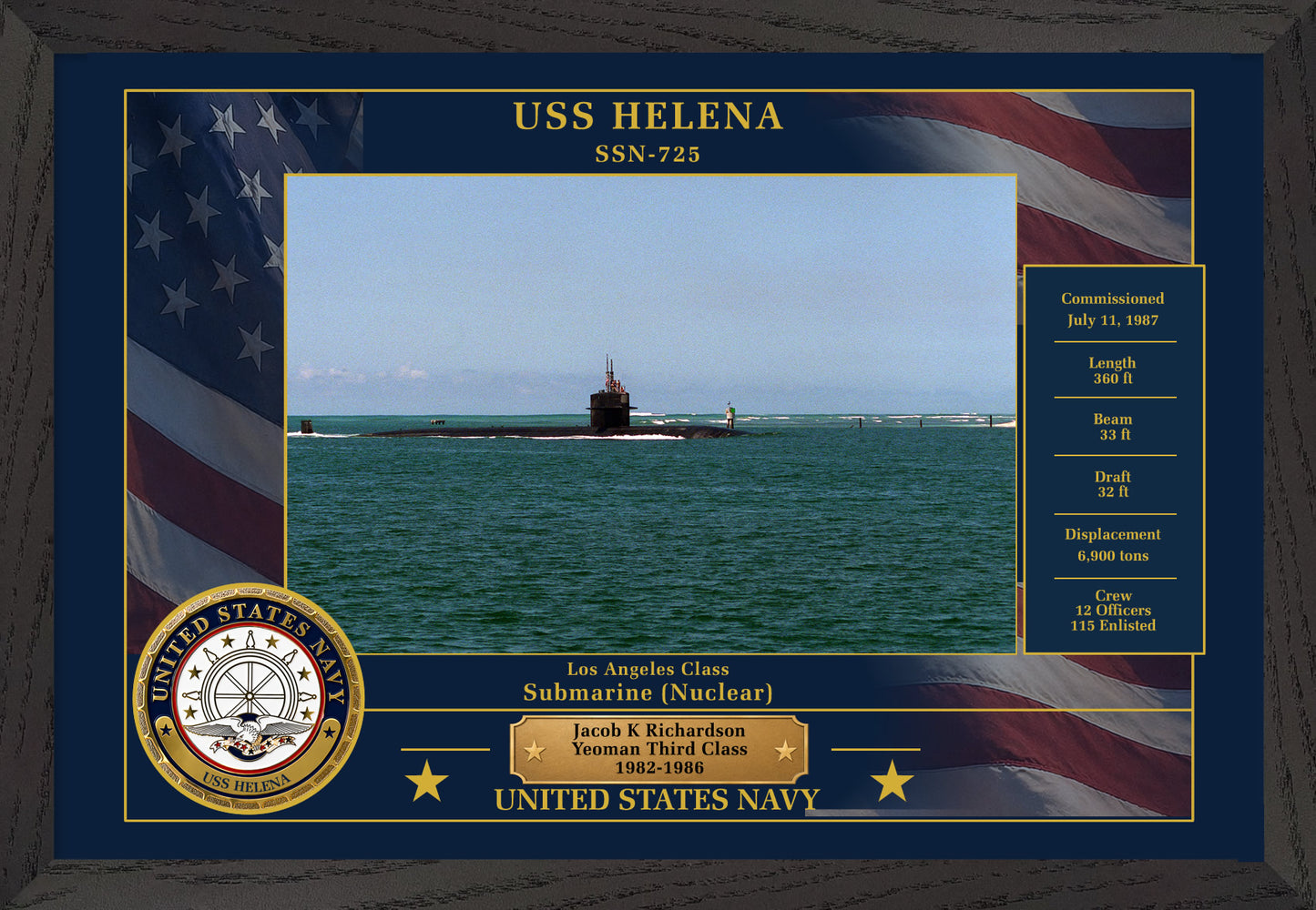 USS Helena SSN-725 Framed Patriotic Photo