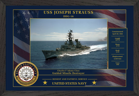 USS Joseph Strauss DDG-16 Framed Patriotic Photo
