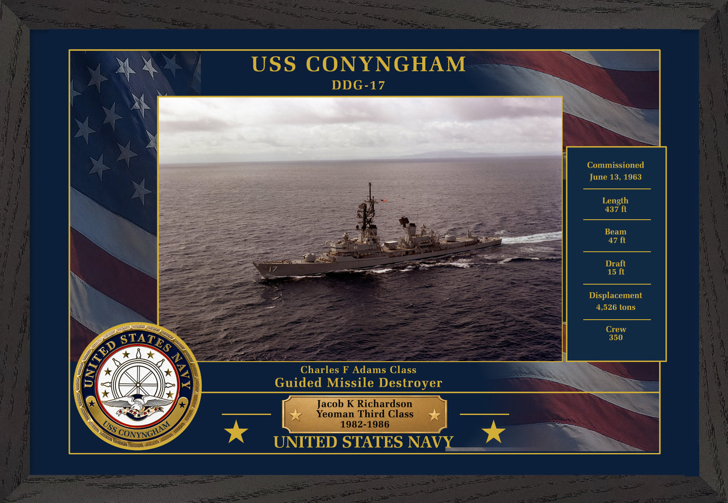 USS Conyngham DDG-17 Framed Patriotic Photo