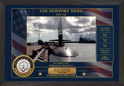 USS Newport News SSN-750 Framed Patriotic Photo