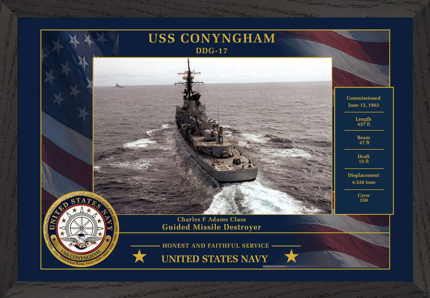 USS Conyngham DDG-17 Framed Patriotic Photo