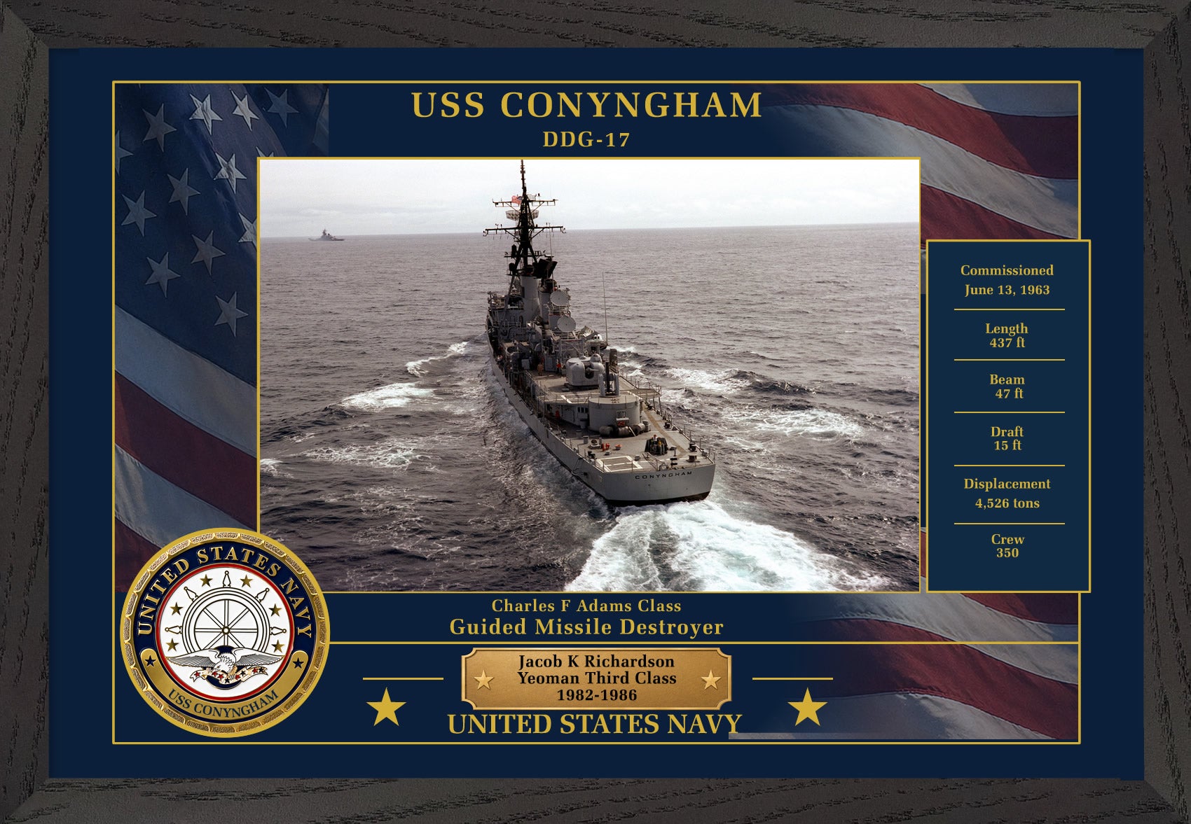 USS Conyngham DDG-17 Framed Patriotic Photo
