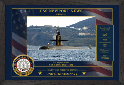 USS Newport News SSN-750 Framed Patriotic Photo