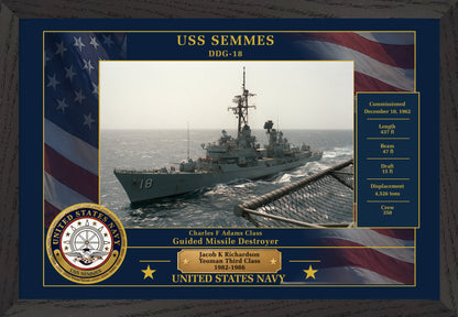 USS Semmes DDG-18 Framed Patriotic Photo
