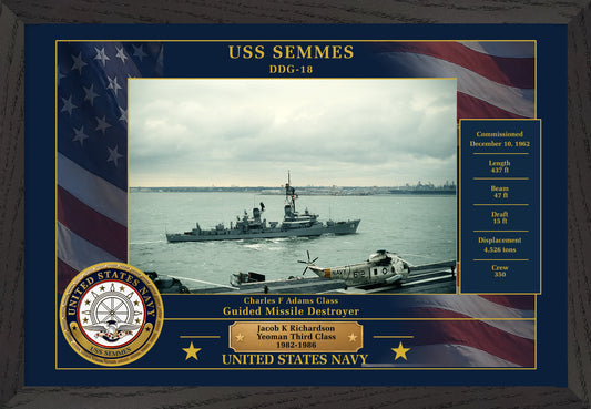 USS Semmes DDG-18 Framed Patriotic Photo