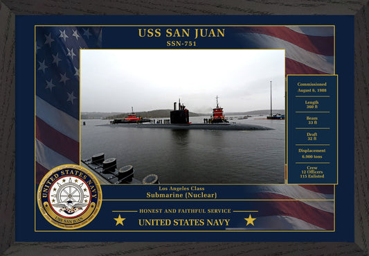 USS San Juan SSN-751 Framed Patriotic Photo