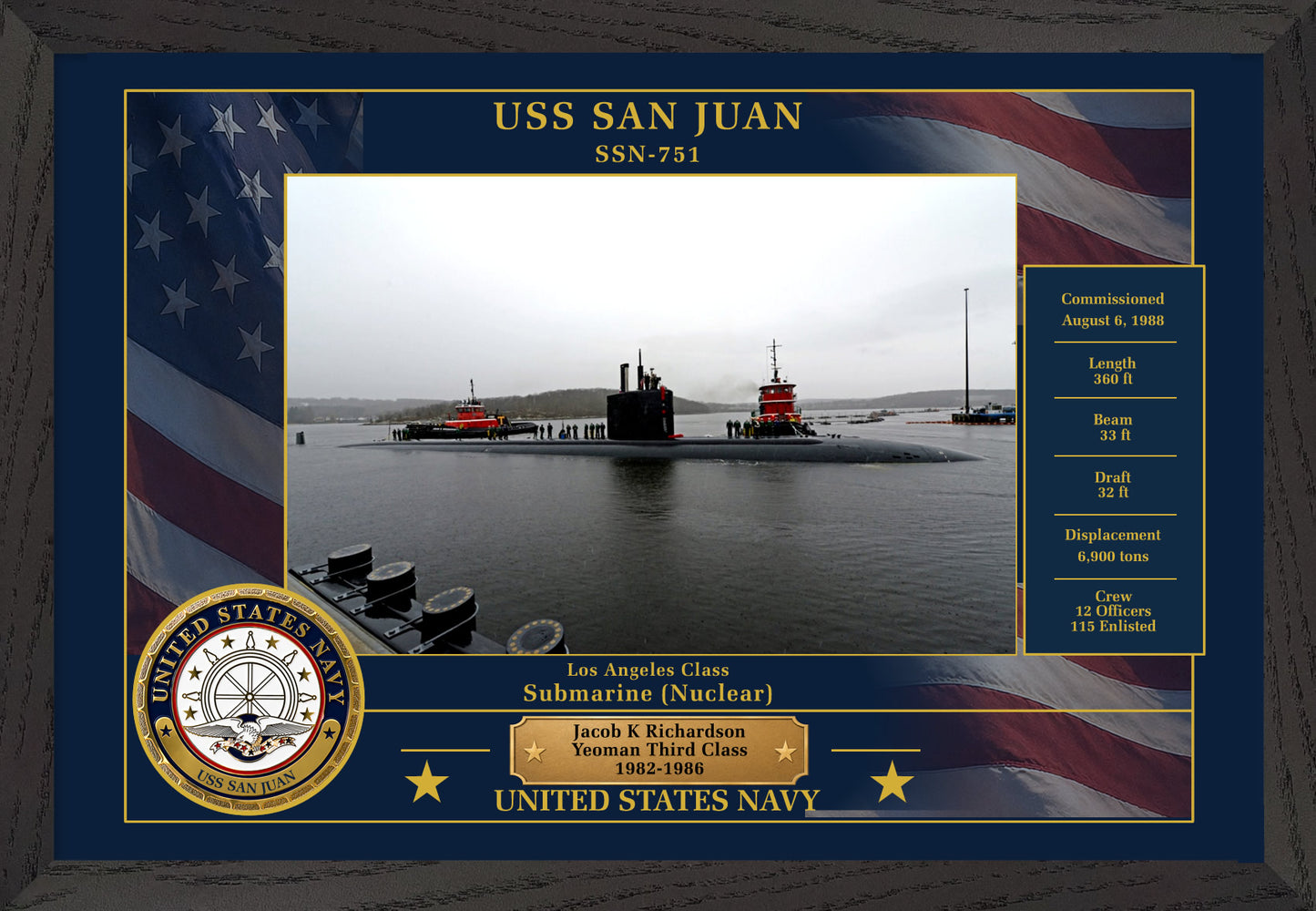 USS San Juan SSN-751 Framed Patriotic Photo