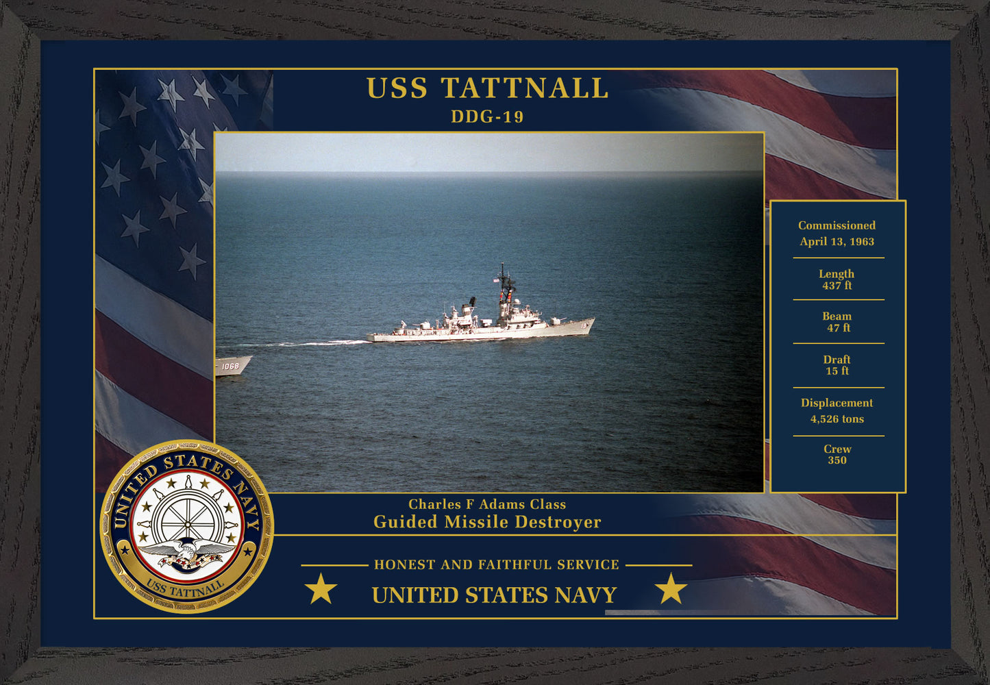 USS Tattnall DDG-19 Framed Patriotic Photo