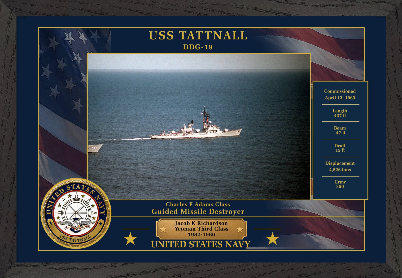 USS Tattnall DDG-19 Framed Patriotic Photo