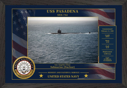 USS Pasadena SSN-752 Framed Patriotic Photo