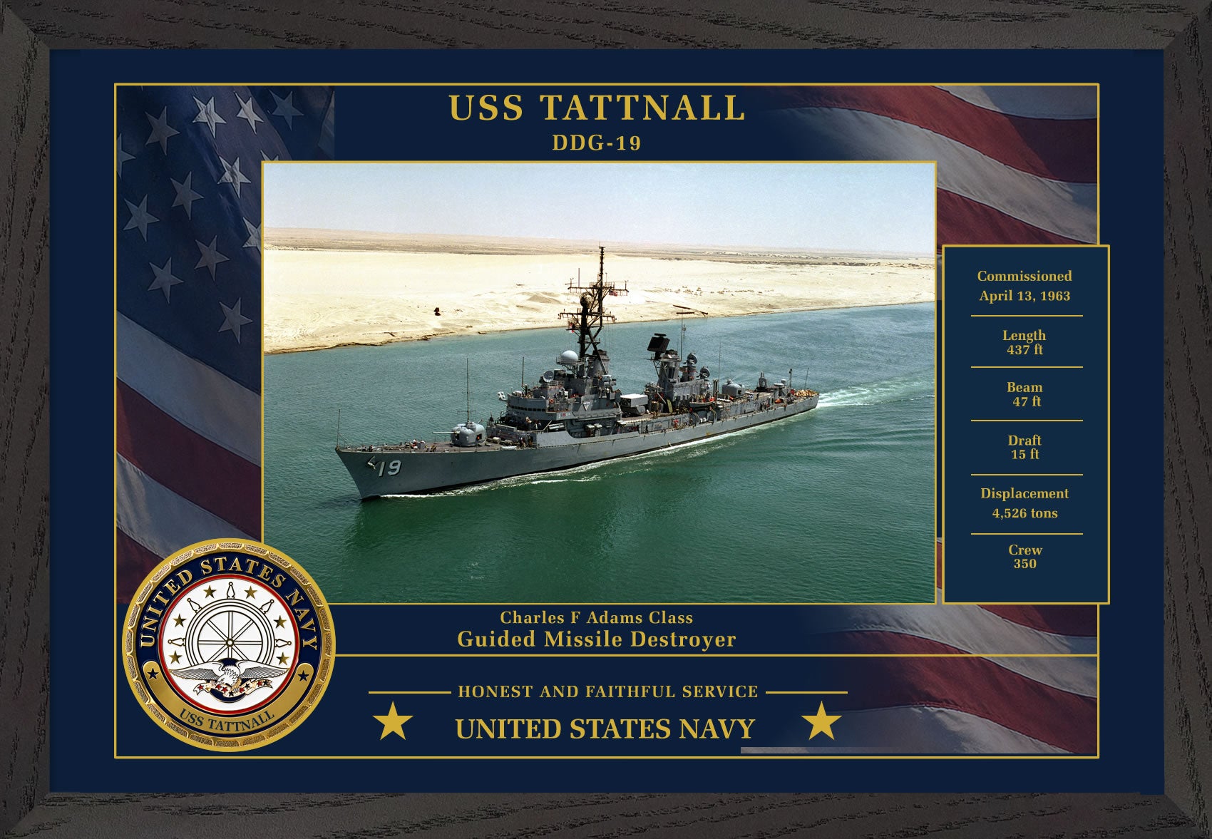 USS Tattnall DDG-19 Framed Patriotic Photo