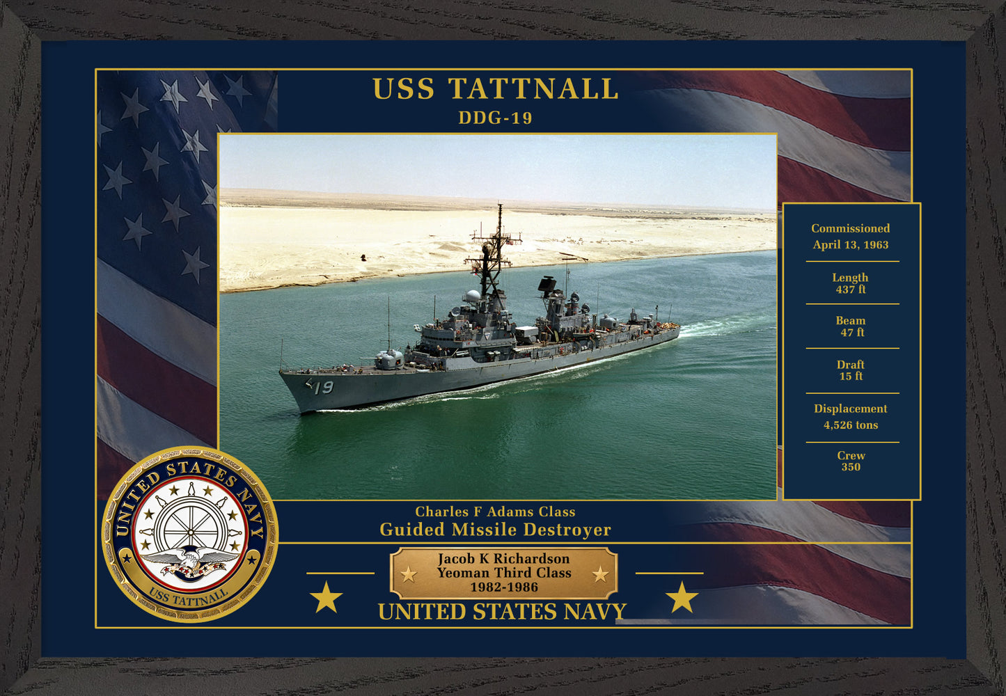 USS Tattnall DDG-19 Framed Patriotic Photo