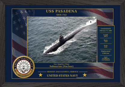 USS Pasadena SSN-752 Framed Patriotic Photo