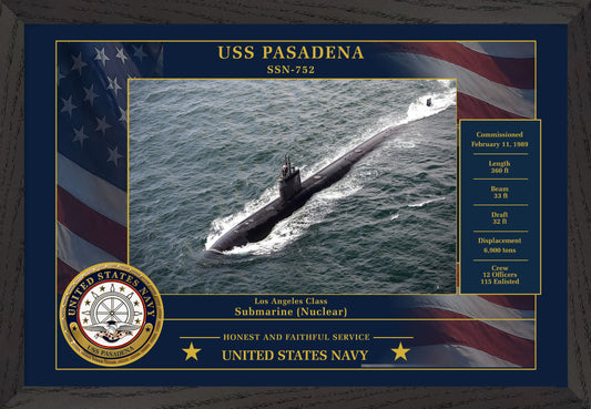 USS Pasadena SSN-752 Framed Patriotic Photo