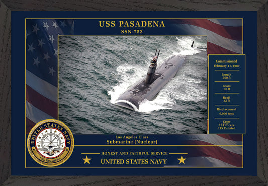 USS Pasadena SSN-752 Framed Patriotic Photo