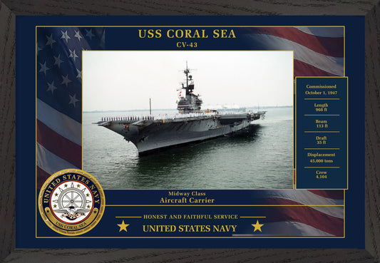 USS Coral Sea CV-43 Framed Patriotic Photo
