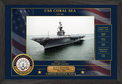 USS Coral Sea CV-43 Framed Patriotic Photo