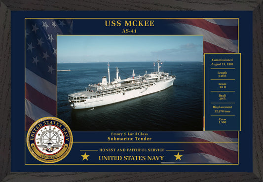 USS Mckee AS-41 Framed Patriotic Photo