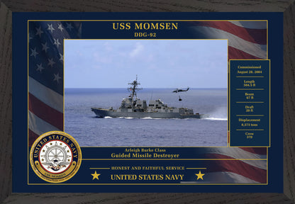USS Momsen DDG-92 Framed Patriotic Photo