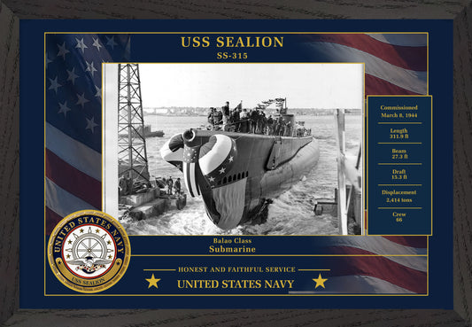 USS Sealion SS-315 Framed Patriotic Photo