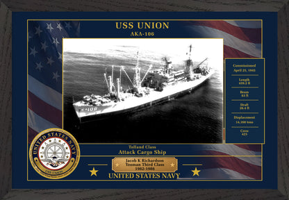 USS Union AKA-106 Framed Patriotic Photo