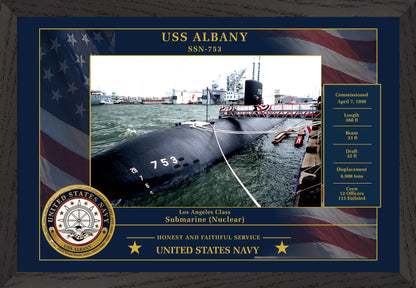 USS Albany SSN-753 Framed Patriotic Photo