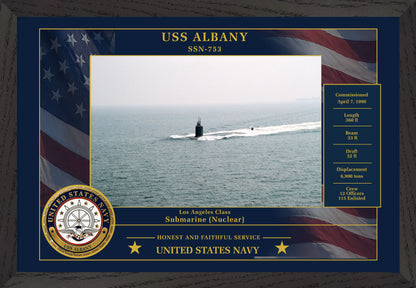 USS Albany SSN-753 Framed Patriotic Photo