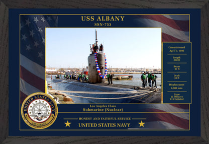 USS Albany SSN-753 Framed Patriotic Photo