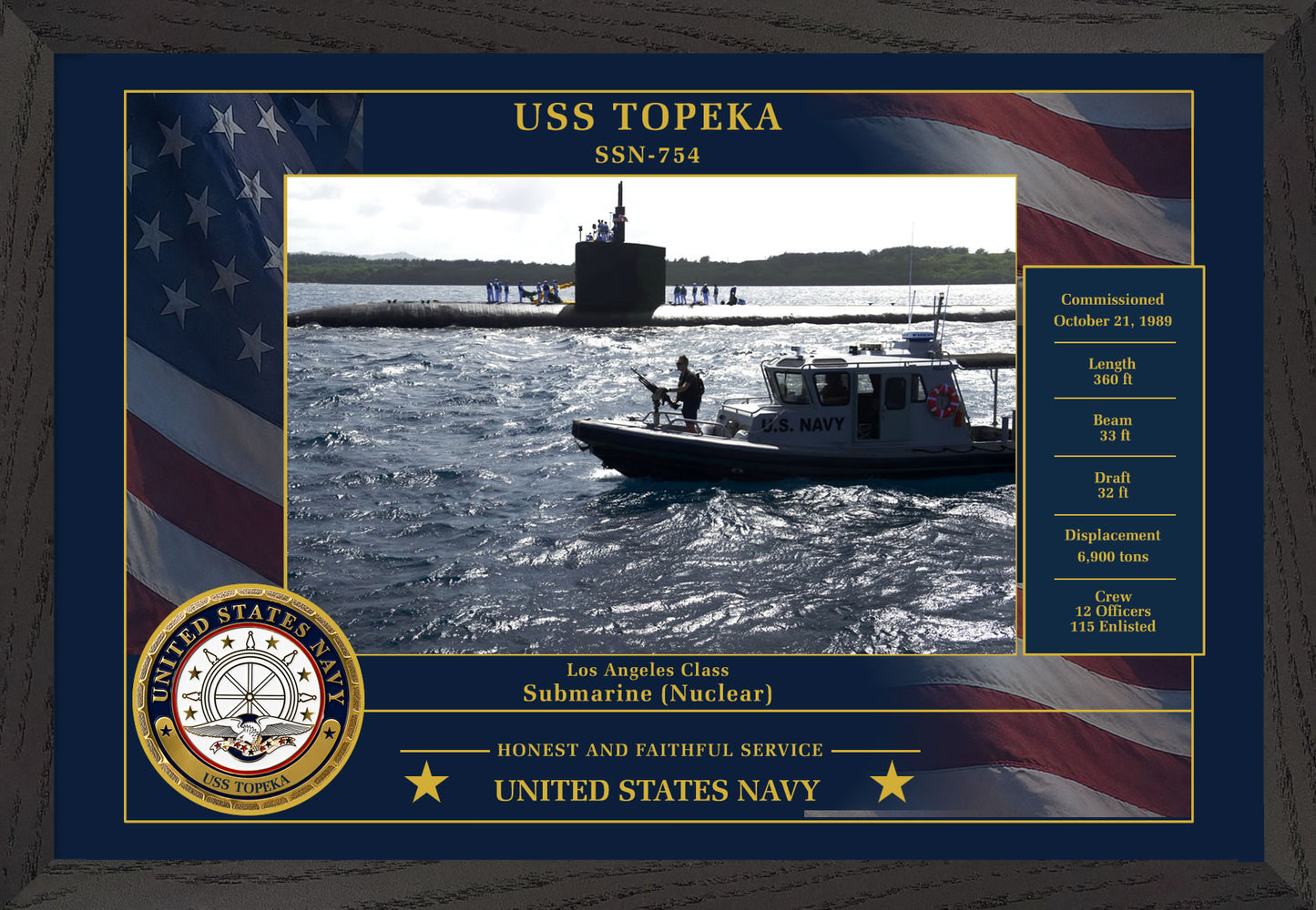 USS Topeka SSN-754 Framed Patriotic Photo