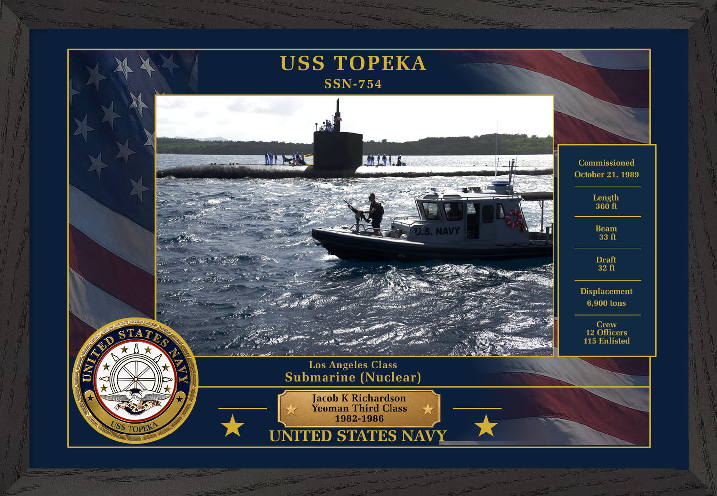 USS Topeka SSN-754 Framed Patriotic Photo