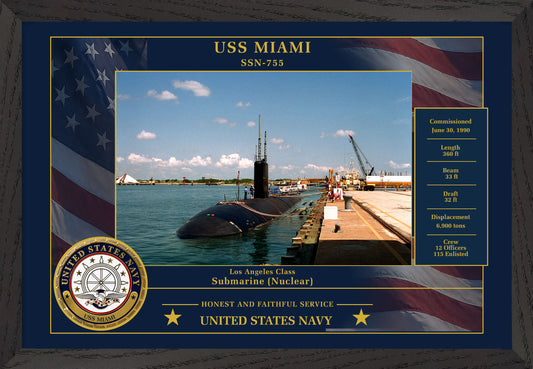 USS Miami SSN-755 Framed Patriotic Photo