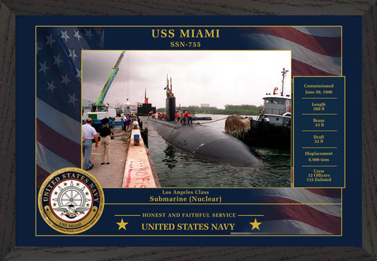 USS Miami SSN-755 Framed Patriotic Photo