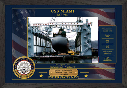 USS Miami SSN-755 Framed Patriotic Photo