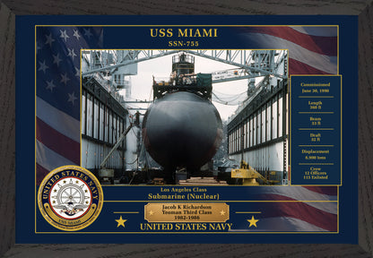 USS Miami SSN-755 Framed Patriotic Photo