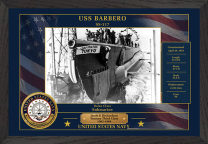 USS Barbero SS-317 Framed Patriotic Photo