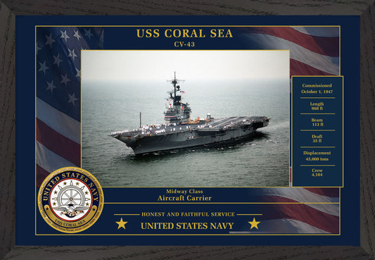 USS Coral Sea CV-43 Framed Patriotic Photo