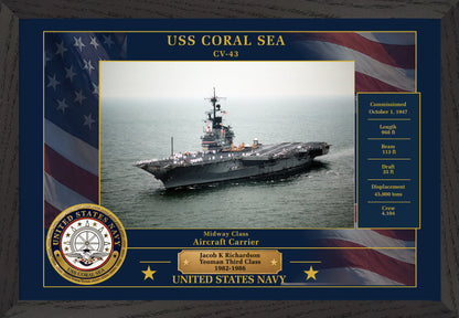 USS Coral Sea CV-43 Framed Patriotic Photo