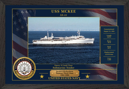 USS Mckee AS-41 Framed Patriotic Photo