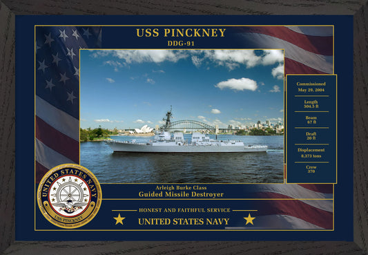USS Pinckney DDG-91 Framed Patriotic Photo