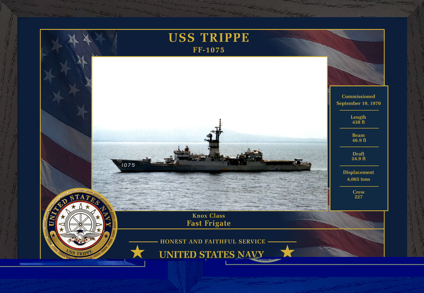 USS Trippe FF-1075 Framed Patriotic Photo