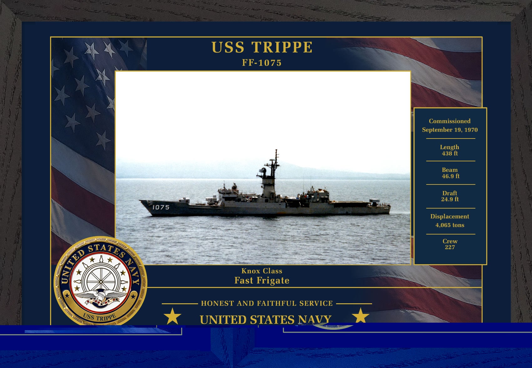 USS Trippe FF-1075 Framed Patriotic Photo