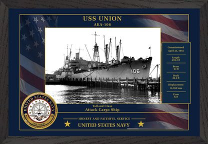USS Union AKA-106 Framed Patriotic Photo